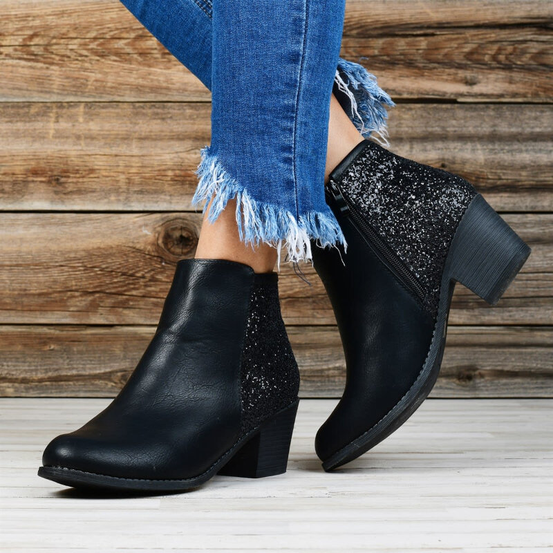 Plus Size Women's Ankle Boots Autumn Female High Heel Shoes New Vintage Side Zipper Chunky Heel Chelsea Boots for Women Botas