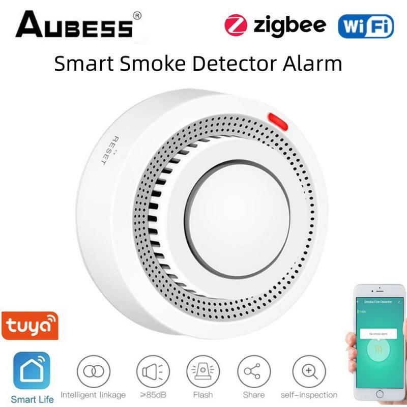 Tuya Zigbee WiFi Smart Smoke Detector Alarm Security Protection Smart Life Remote Monitor High-sensitivity Sensor Smart Home