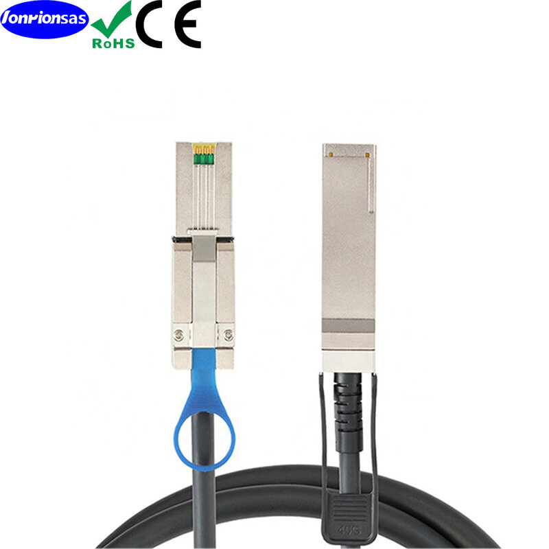 External QSFP (SFF-8436) to MiniSAS HD SFF-8088 DDR Hybrid SAS Cable