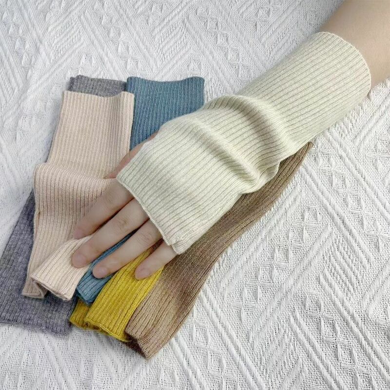 Warm Knitted Gloves Winter Windproof Thicken Mittens Thermal Long Arm Cover Men Women