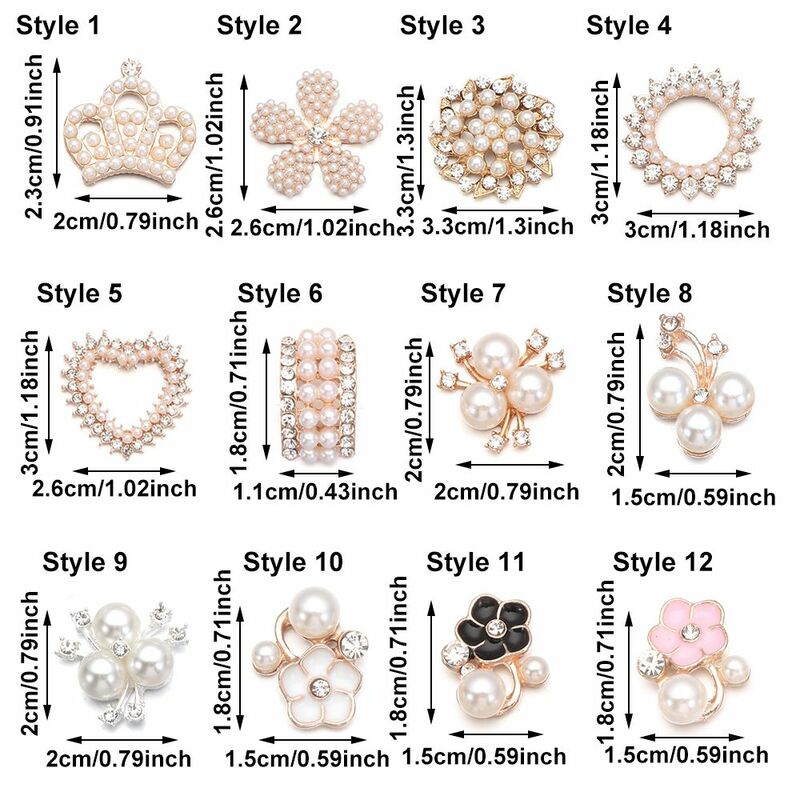 10PCS Apparel Sewing Crystal Hat Accessories Pearl Hairpins Pearl Button Rhinestone Buttons Headwear Clip
