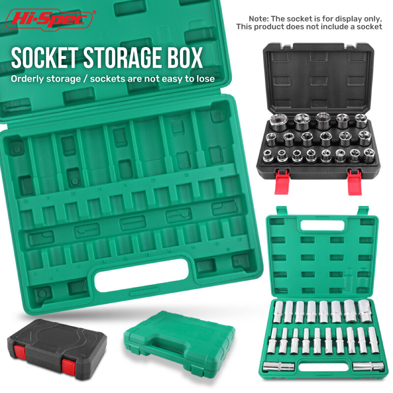 Hi-spec 1/2 "vazio conjunto de soquete caixa de armazenamento ferramenta acessórios caixa de ferramentas soquete recipiente de armazenamento para 10/15/19 longo/curto soquetes conjunto