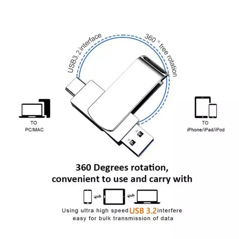 Xiaomi-防水ポータブルメモリスティック,USBテラバイトフラッシュドライブ,大容量,高速転送,金属ペン,16 3.2