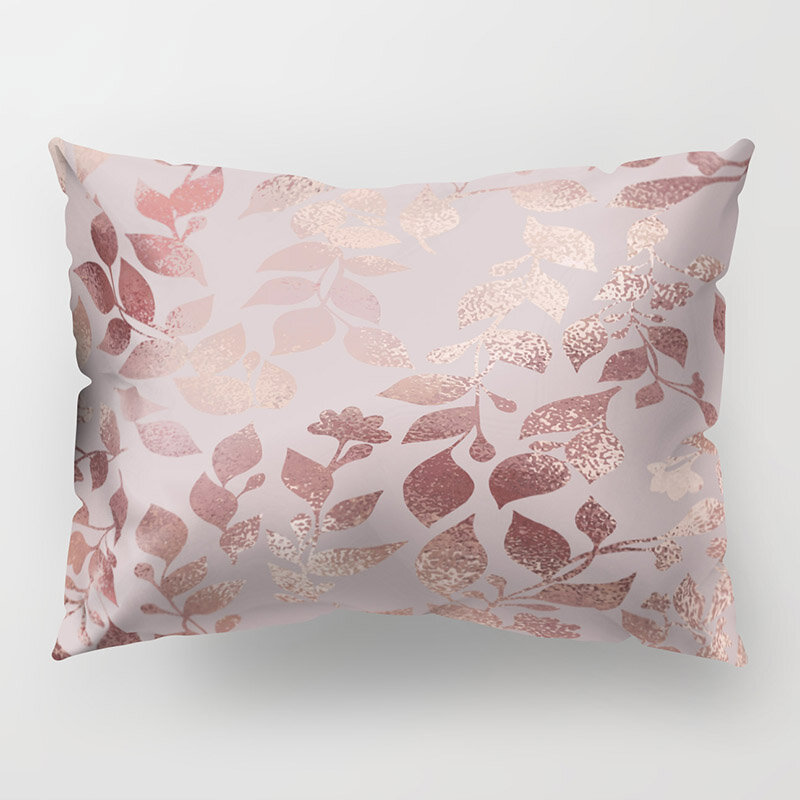 Zhenhe fio de ouro rosa luxo capa de almofada de impressão dupla face para o quarto sofá decoração 12x2 0 Polegada (30x50cm)