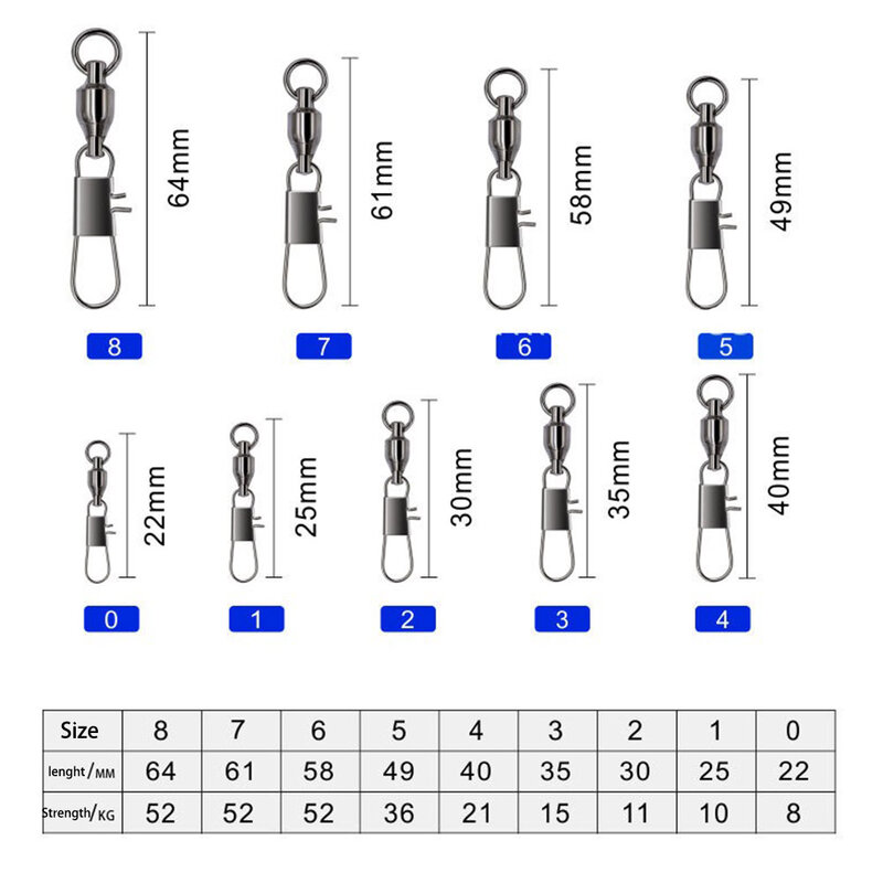 10 pz/lotto Interlock Snap Ball Bearing girevoli in acciaio inox Cross Lock Snap Sea Fishing Connector Terminal Tackle accessori