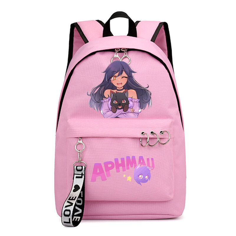 Aphmau 프린트 대용량 방수 학생 배낭, 트렌디한 여성 노트북 학교 가방, 귀여운 소녀 여행 책 가방