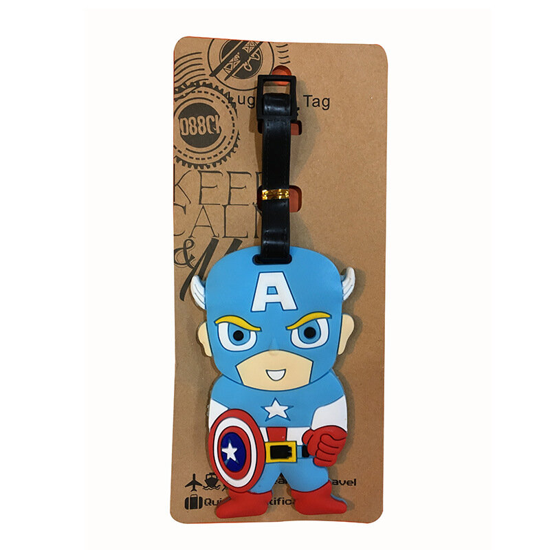 Kartun The Avengers Spiderman Aksesori Perjalanan Koper Label Bagasi Mode Silikon Portabel Pemegang Label ID Perjalanan
