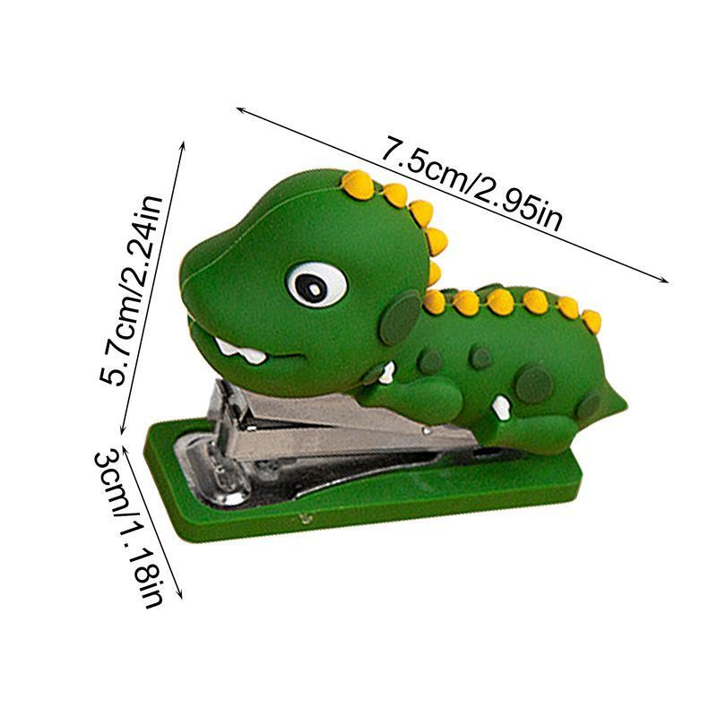Mini grapadora pequeña estética con cocodrilo y dinosaurio, escritorio portátil, papelería de viaje, novedad