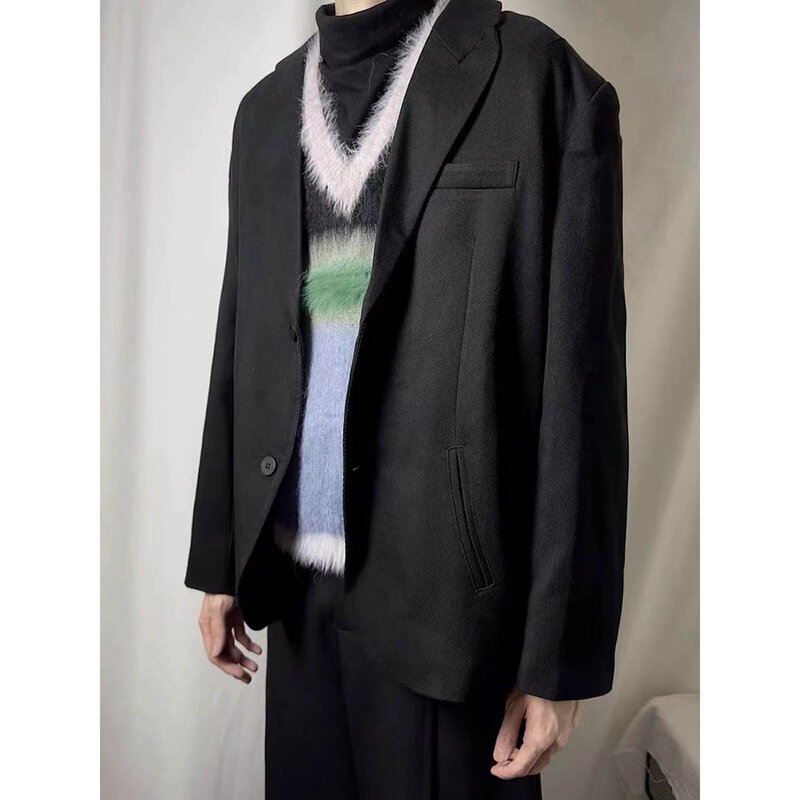 Women Color Block Vintage V-Neck Sweater Vest 2023 Fall Winter Korean Fashion New in Knit Niche Design Spliced Loose Tops