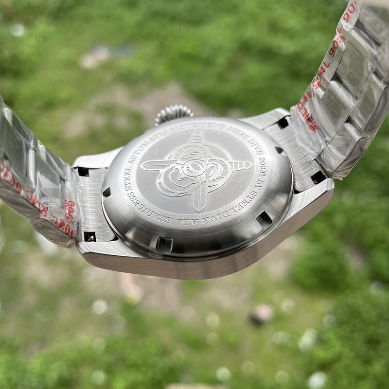 STEELDIVE-Reloj de buceo automático para hombre, pulsera de acero inoxidable con esfera negra de cristal de zafiro de 39MM, resistente al agua hasta 200M, NH35, SD1928M