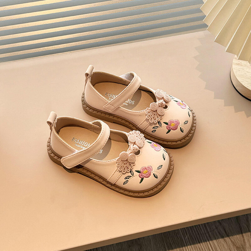 Girls Princess Leather Shoes Spring Autumn Children Causal Embroidery Ballet Shoes Fashion Kids Hanfu Performance Flat Shoes New