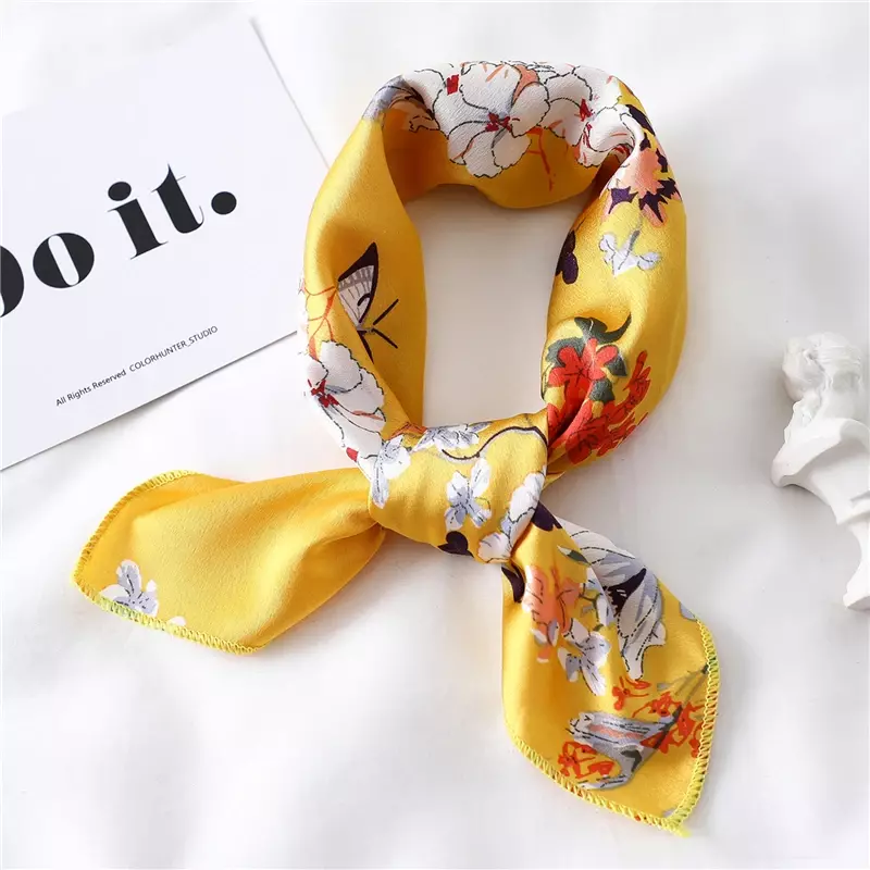 2022 дизайнерский Шелковый квадратный шарф для женщин маленькие шейные шарфы модный принт фуляр повязка для волос модный атласный головной платок