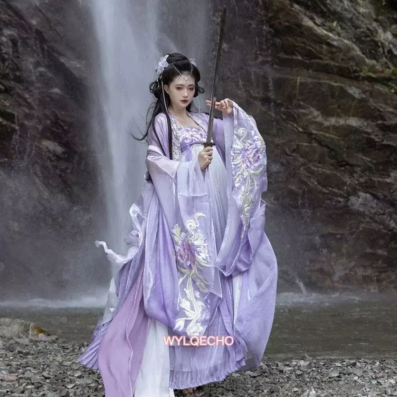 Manteau Hanfu traditionnel de style chinois pour femmes, pur Han Tang Prairie, cardigan en mousseline de soie, vêtements féminins, 03/Hanfu, 2023