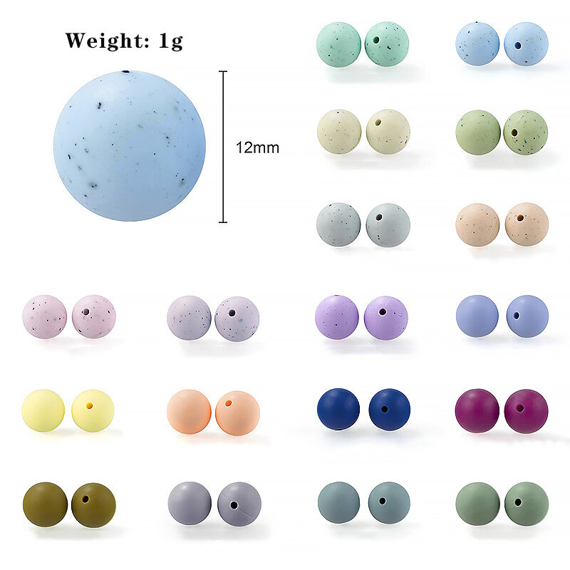 12mm 30pc/lot Spot Silicone Baby Teething Beads for Pacifier Chain Necklace Accessories Safe Food Grade Nursing Chewing BPA Free