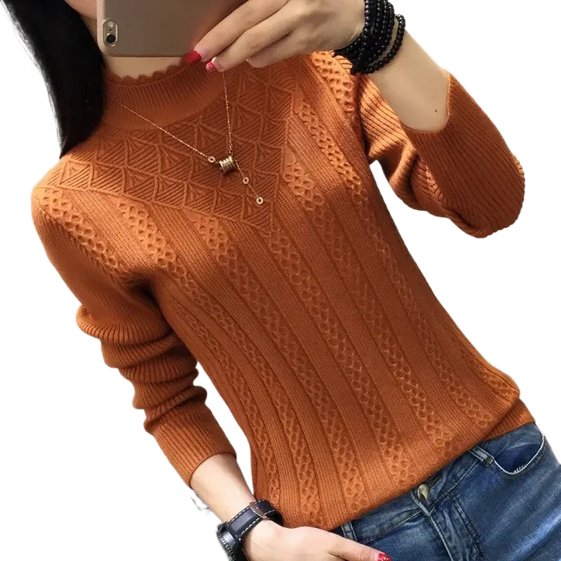Autumn/Winter women's semi-high-neck short slim-fit long-sleeved knitted underwear