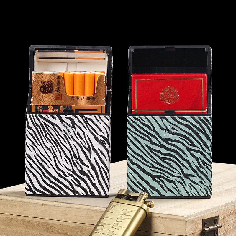 Estuche de cigarrillos de Zebra para mujer, soporte de cigarrillos de plástico, caja de cigarrillos, accesorios para fumar, regalo de moda, 1 unidad