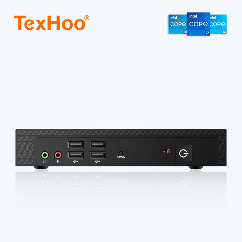 TexHoo grosir Intel Core I3 i5 i7 HM65 Linux Win7 Win10 WIFI Bluetooth Mini pribadi kantor bisnis Pc Mini dengan kipas