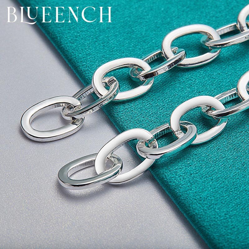Blueench 925 prata esterlina círculo completo pulseira para senhoras casual simples jóias