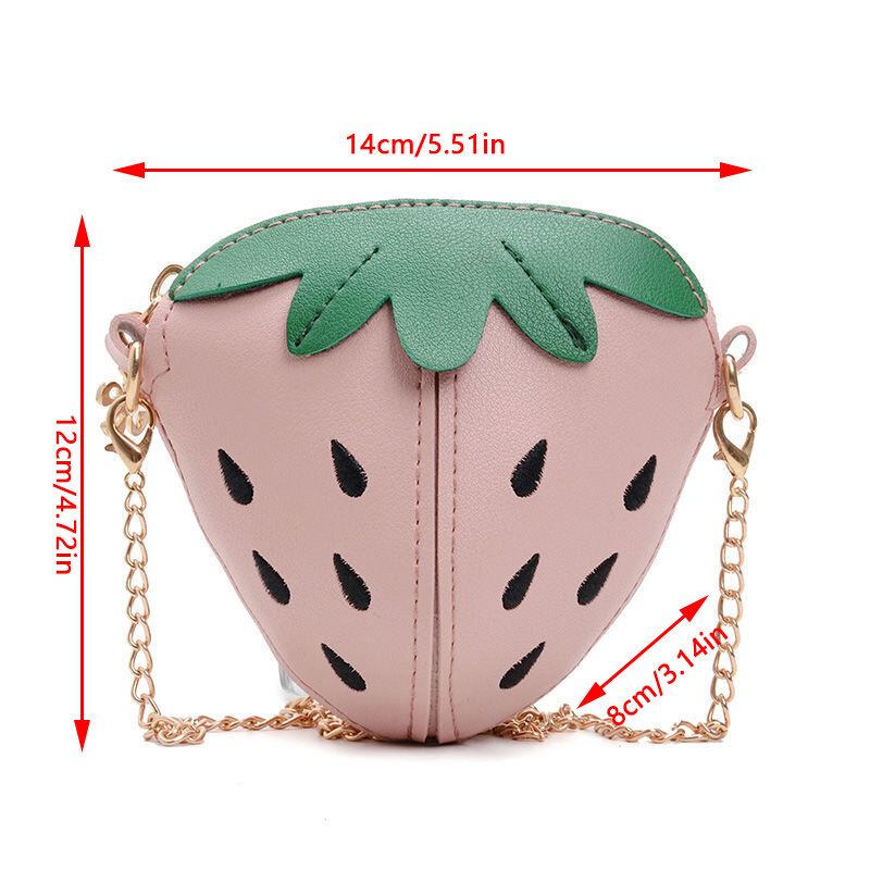 Cartoon Mini Strawberry Bag For Girls Cute Children's Small Shoulder Bag Coin Purse Crossbody Handbag Adjustable Shoulder Strap