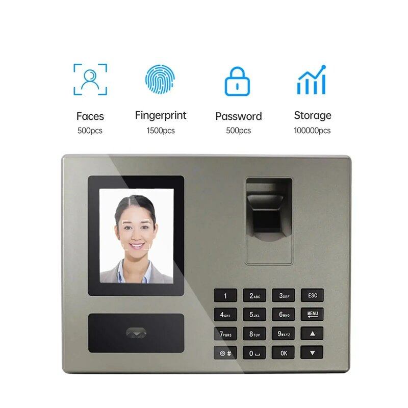 FA03 Electronic Attendance Machine With Face+ Fingerprint+Password Employee Check-in Device Facial Recognition Apparatus
