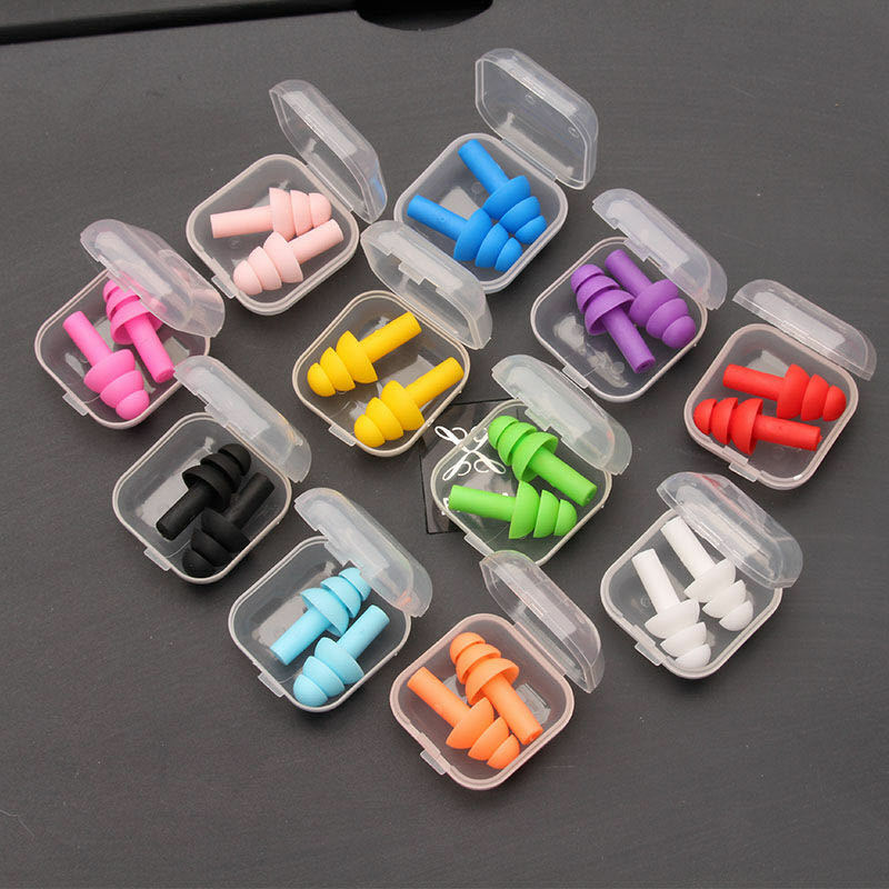 5Pairs Adults Waterproof Silicone Swimming Ear Plugs Box Packed Earplug For Surfing Diving and Students Learning Swimming