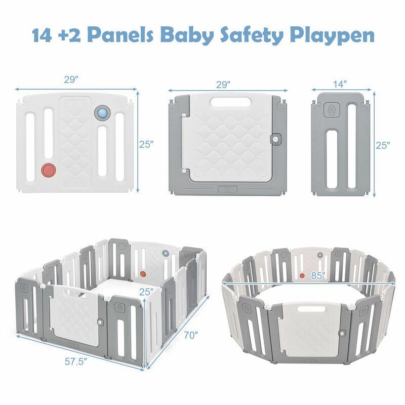 Babyjoy 16 pannelli box di sicurezza per bambini centro giochi per attività di sicurezza per bambini con tavolo da disegno
