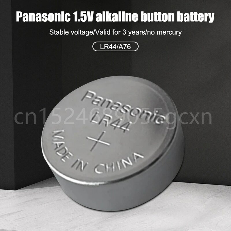 10 buah baterai Alkaline Panasonic LR44 A76 AG13 LR1154 SR1154 SR44 GP76 1.5V untuk jam tangan kalkulator tombol sel mainan listrik