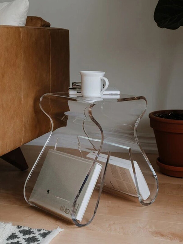 Coffee Table Small Sofa Side Tables Acrylic Transparent Bedside Cabinet Storage Rack Living Room Furniture Change Shoe Low Stool