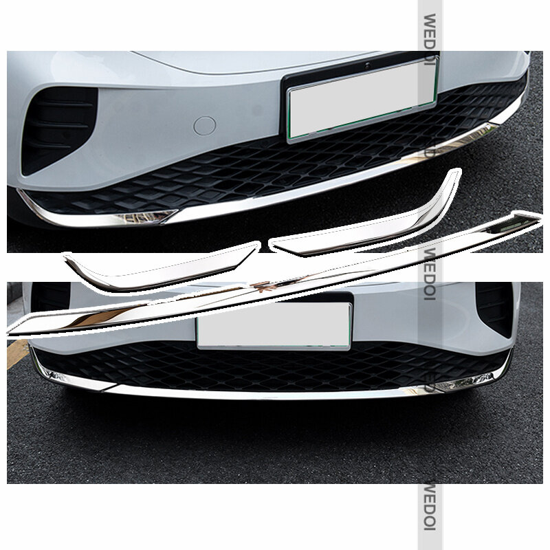 For Volkswagen ID.4 ID4 Crozz 2021-2022 Front Bumper Protect Moulding Cover Trim 3PCS Accessories
