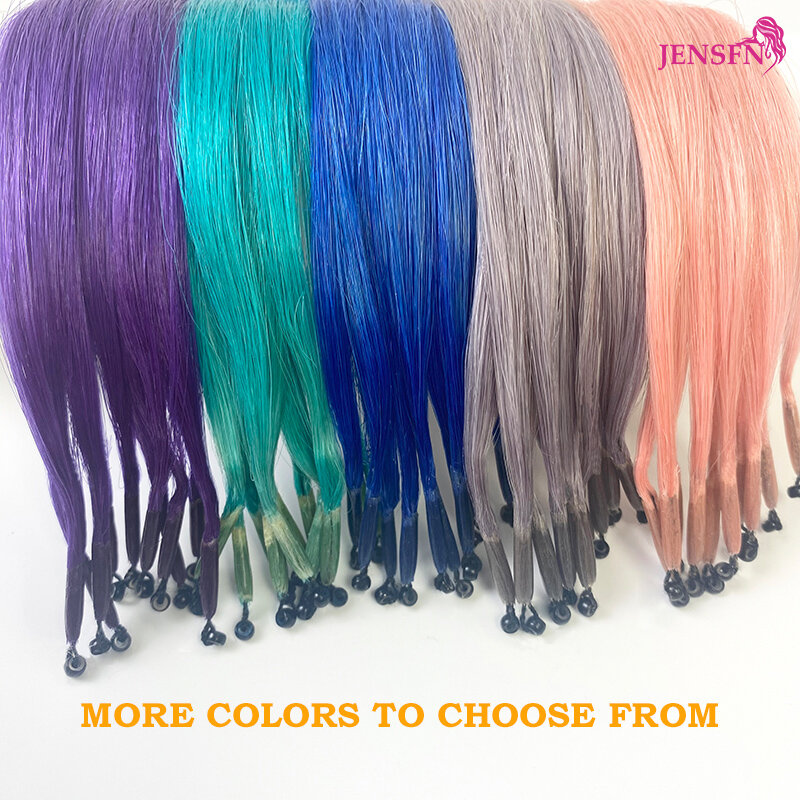 8D Microbeads ekstensi rambut warna rambut manusia 10 buah 0.5 g/s Cincin mikro 18 inci untuk wanita merah muda biru abu-abu warna ungu