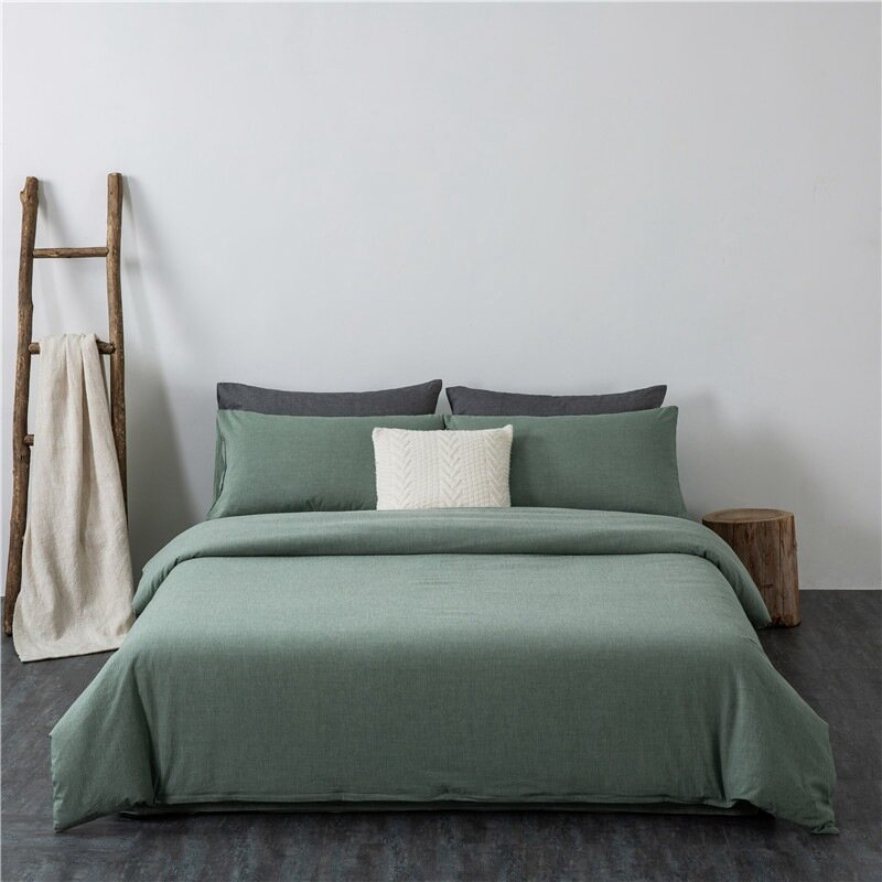 Neues Design bequemer Stoff einfarbiger Bett bezug Set Doppelbett Bett bezug