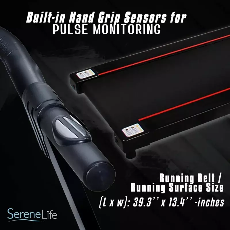 Treadmill lipat SereneLife, peralatan Fitness rumah dapat dilipat dengan LCD untuk berjalan & berlari-mesin latihan kardio-12