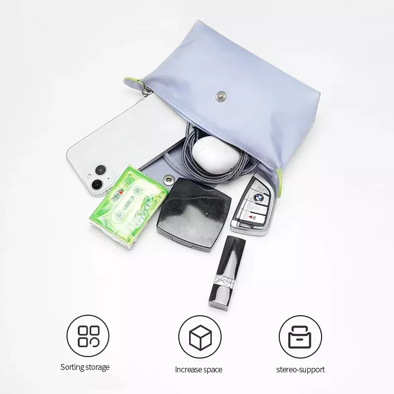 Organizador de bolsas con cremallera para Longchamp, Mini bolsa de almacenamiento, bolsa de forro, monedero de fieltro, inserto de bolso, bolsa de forro
