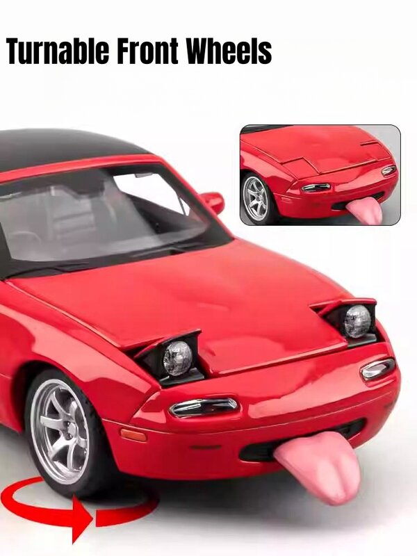 1/32 Mazda MX-5 Miniature Diecast MX5 RoadSter Toy Car Model Sound & Light Doors Openable Collection Gift for Children Boy Kid