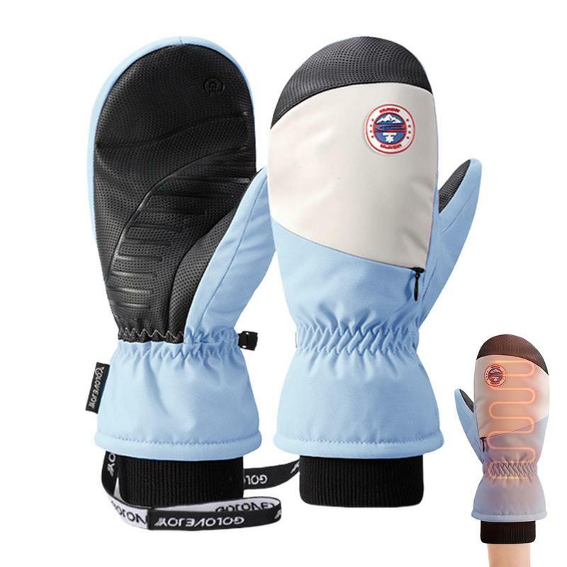 Gants de neige imperméables pour hommes et femmes, écran tactile, gants de ski thermiques, coupe-vent avec laisses de poignet, hiver