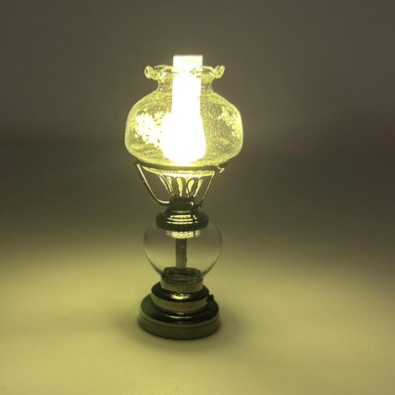 نموذج مصغر لمصباح زيت الطاولة ، مبنى حديقة خرافية ، دمية 1:12