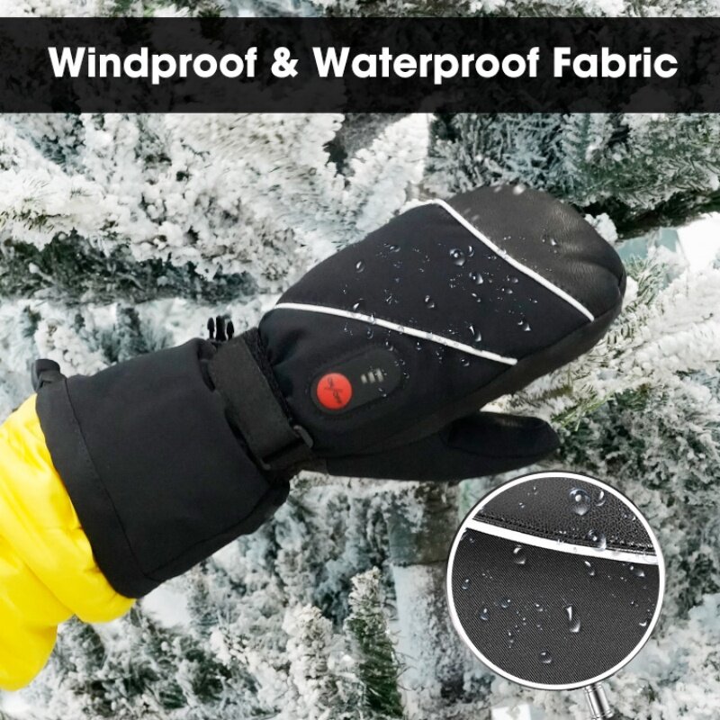 Dag Wolf Verwarmde Ski Handschoenen Winter Thermische Wanten Winddicht Waterdicht Voor Man Vrouw Fietsen Voor Snowboarden 2022