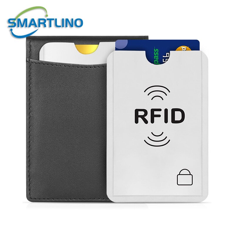 Pemegang kartu Aluminium Anti RFID, 10 buah pemegang kartu Aluminium Anti RFID, kunci pemblokir NFC, pemegang kartu Id Bank, casing perlindungan kartu kredit logam