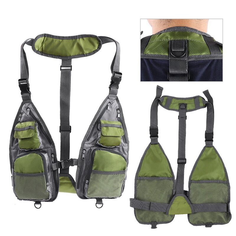 Summer Men Fishing Vest Simple Breathable Mesh Fishing Vest Outdoor Multi Functional Quick Dry Fly Vest