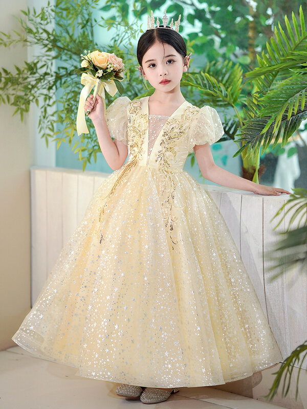 Girl's dress, summer dress, children's dress, princess dress, stylish performance dress, flower girl dress, summer dress
