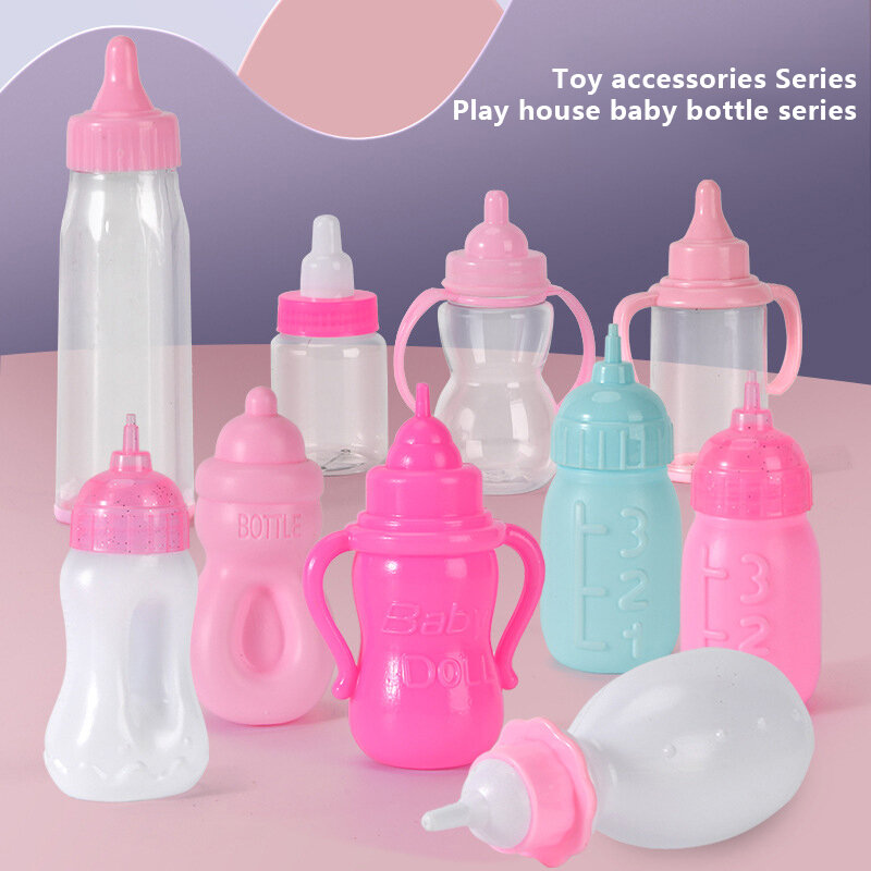 Accesorios para muñecas de bebé recién nacido, botella simulada y pezón, taza de aprendizaje de plástico, escena en miniatura, modelo de casa de muñecas, decoración DIY