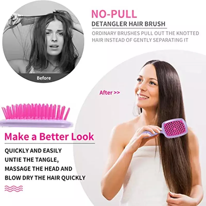 2PCS/Set Air Cushion Comb Tangled Hair Comb Hair Brush Massage Anti-static Hollow Out Wet Curly Hair Brushes Barber Styling Tool