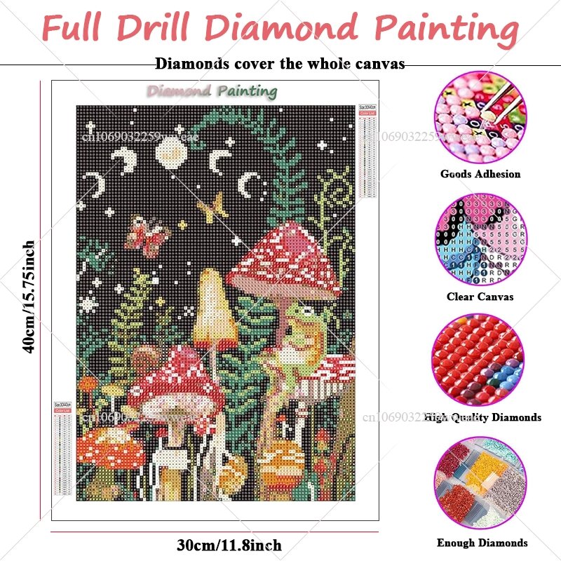 Pittura diamante 5D fai da te nuovo 2024 fantasia misteriosa rana di funghi Kit di ricamo mosaico pieno di strass per regali di decorazioni per la casa