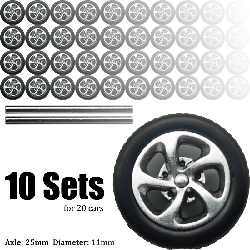 Diez juegos de ruedas para diez modelos de coches con neumático de goma, piezas básicas modificadas, vehículos de carreras, juguetes, Tomica, MiniGT, 1/64