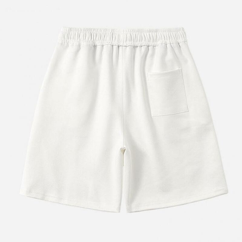 Pantalones cortos de cintura elástica con cordón para hombre, Shorts atléticos de verano con bolsillos de cintura elástica para correr, pierna ancha, sólido
