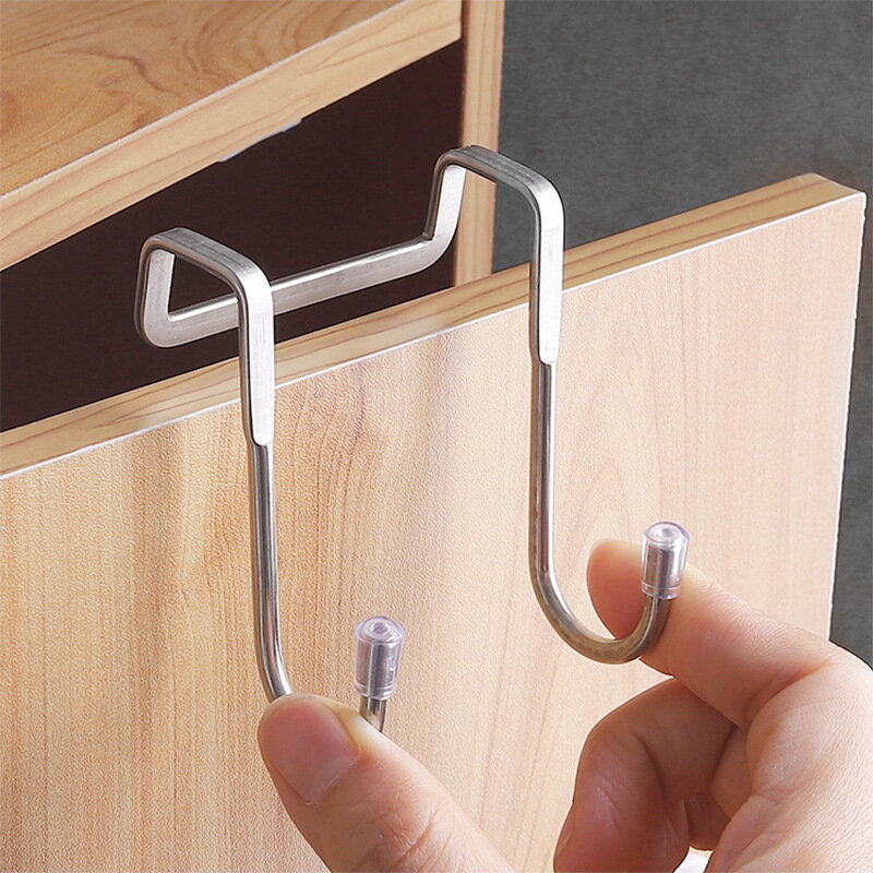 Stainless Steel S-Shaped Hook Free Punching Kitchen Dormitory Door Behind Coat Hook No Punching Wardrobe Shoe Cabinet Small Hook