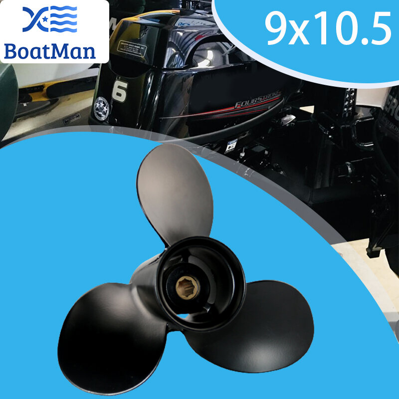 보트맨®머큐리 선외 모터용 알루미늄 프로펠러, 보트 액세서리, 9x10.5, 6HP, 8HP, 9.9HP, 15HP, 8 톱니 스플라인, 48-828158A12
