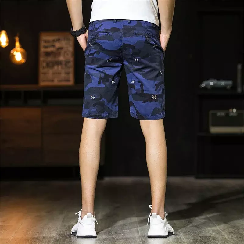 Pantalones cortos informales de camuflaje para hombre, 100% algodón, estilo militar, a la moda, alta calidad