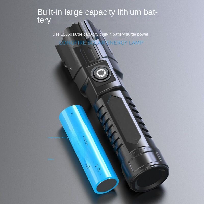Rechargeable Outdoor Flashlight, Strong Light, Zoom, Long Shot, Small Portable Household Illumination Lamp