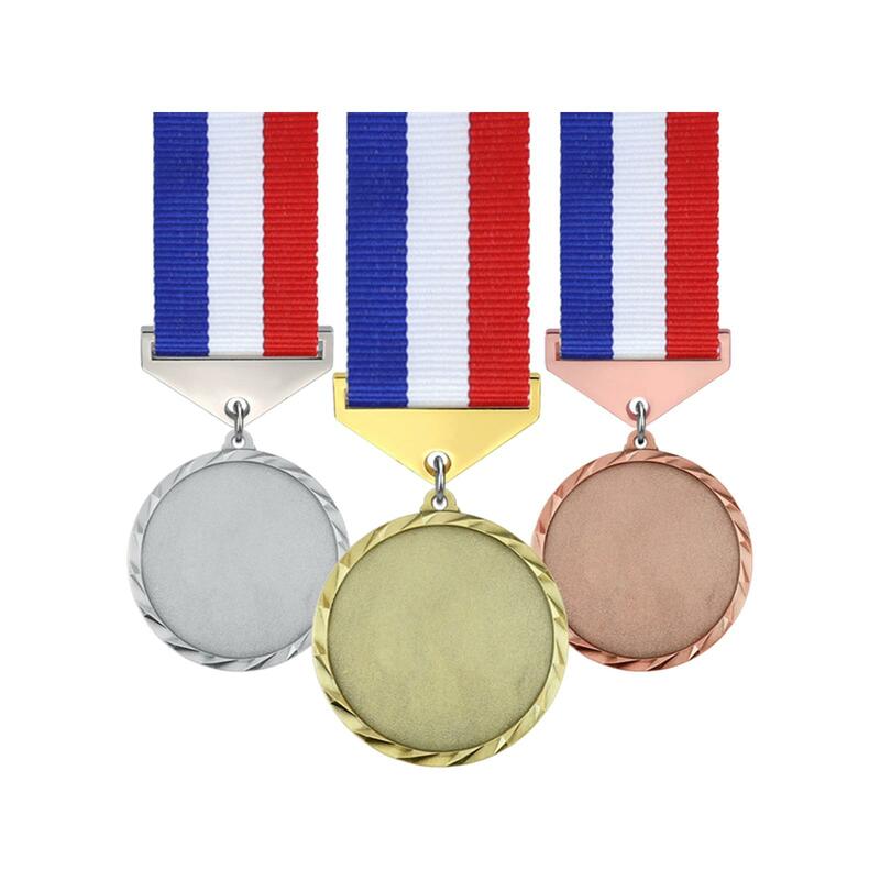 3Pcs Blank Medals Zinc Alloy with Ribbons for Softball Events School Sports